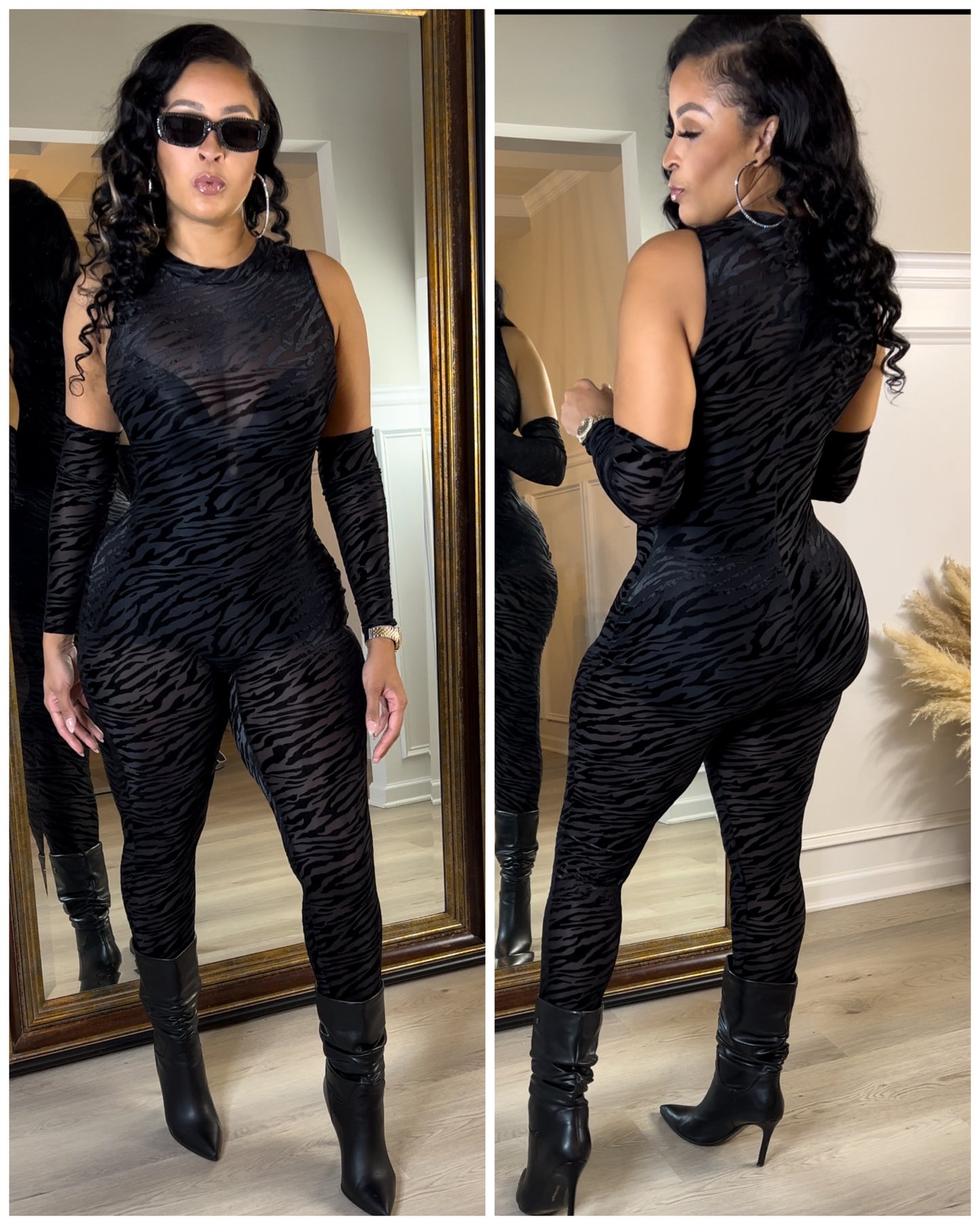 2006 Black Zebra Velvet Dunksuit w/Arm Sleeves