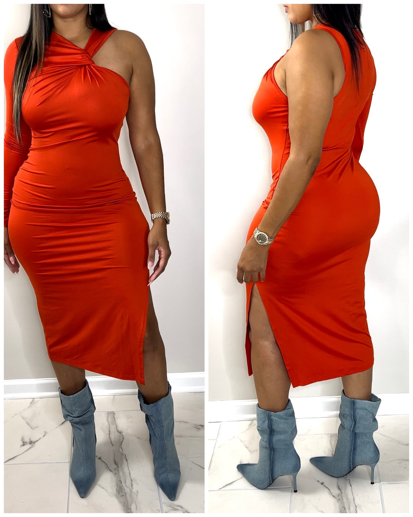8046 Pumpkin Spice 1-Arm Dress