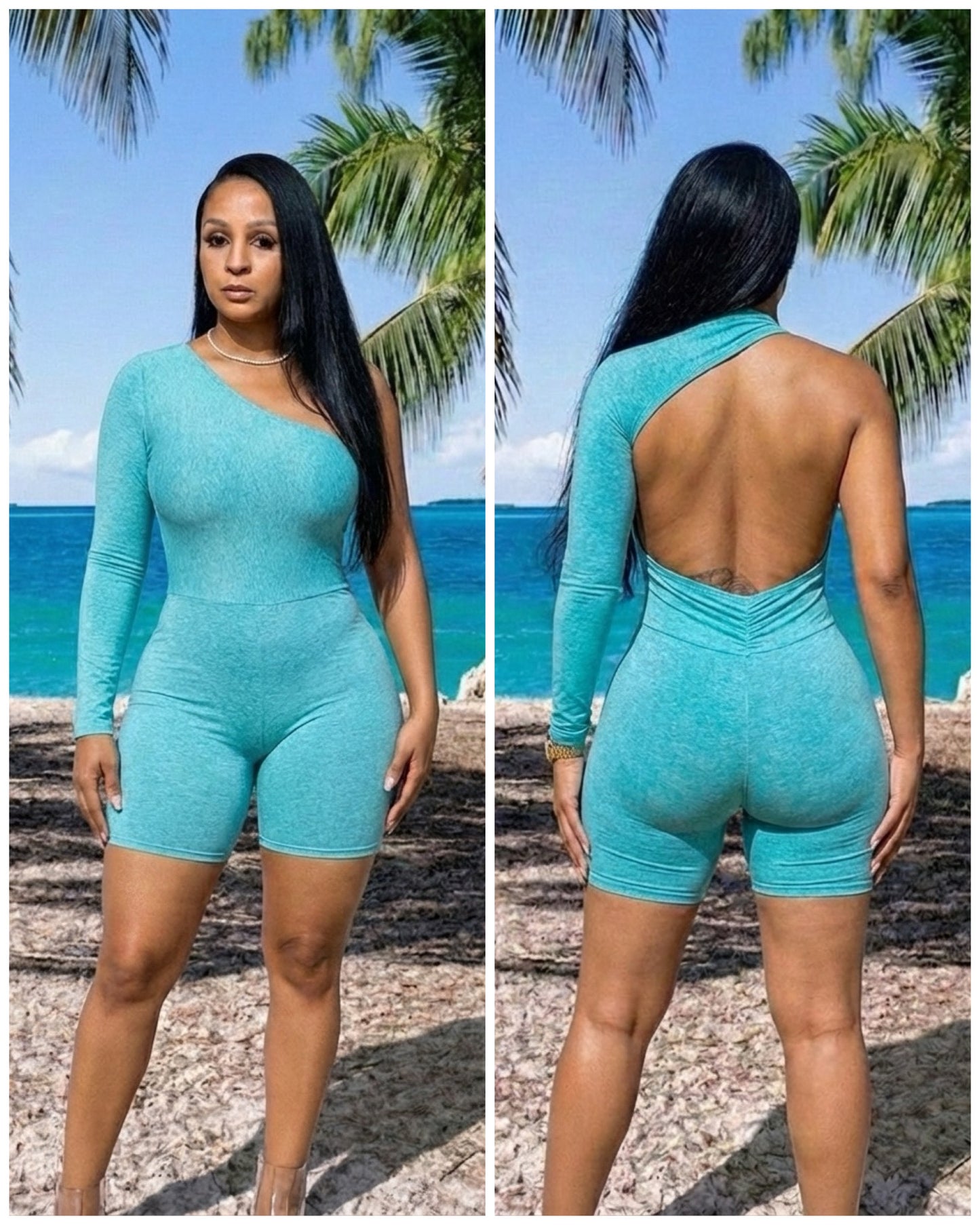 2086 Teal 1-arm dunksuit