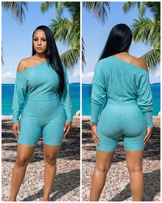 2087 Teal Asym dunksuit
